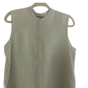 Eileen Fisher Lt Green Linen Sleeveless Shirt